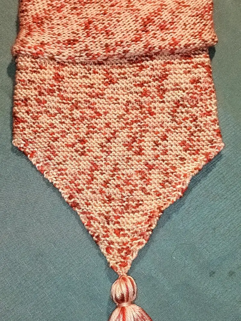 Cuello bandana tejida a dos agujas rosa matizado . - 5