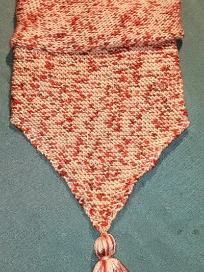Cuello bandana tejida a dos agujas rosa matizado . - miniatura 5