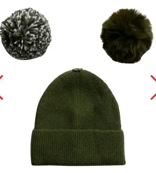 Gorro de lana verde con pompón - 2