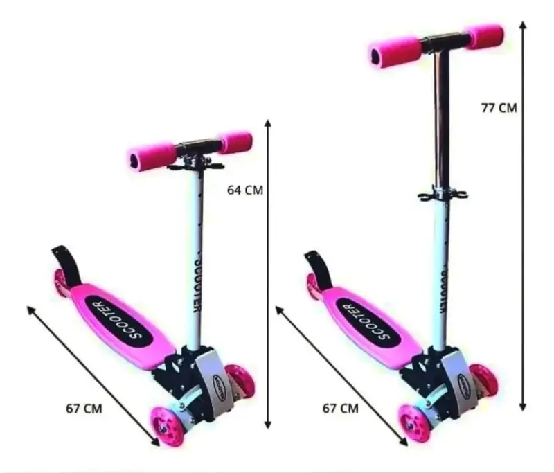 Scooter infantil rosado ajustable - 1