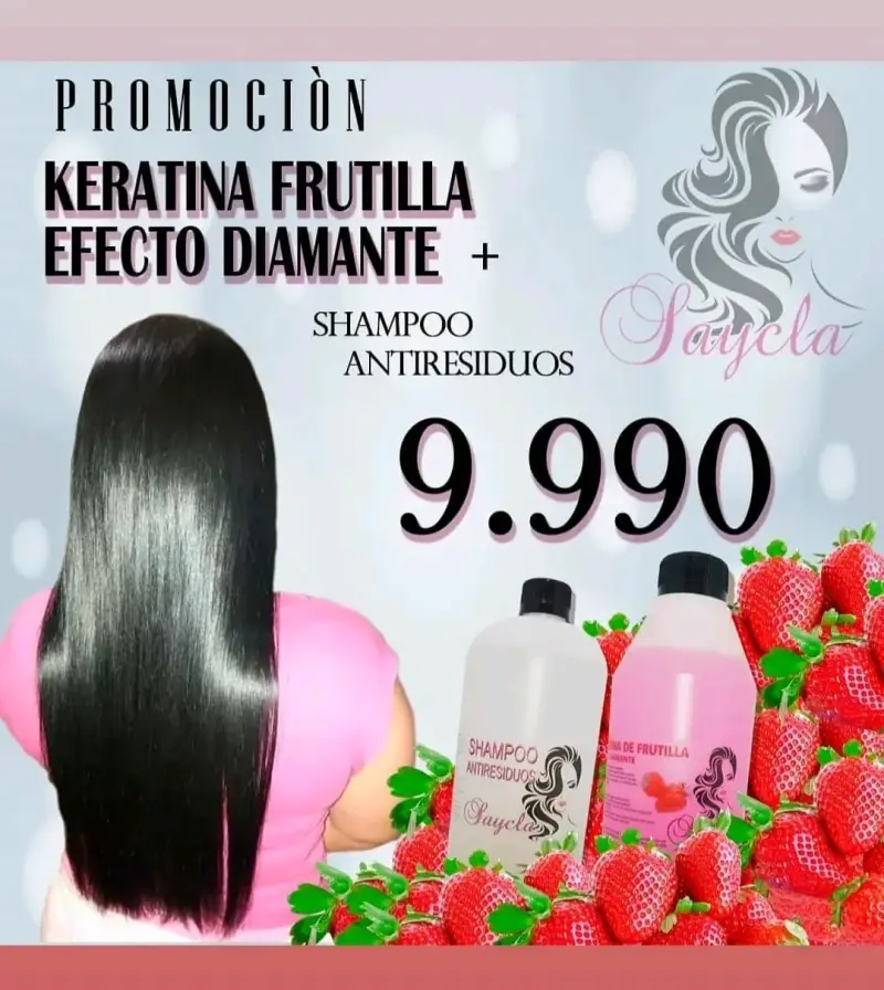 Kit keratina frutilla y shampoo
