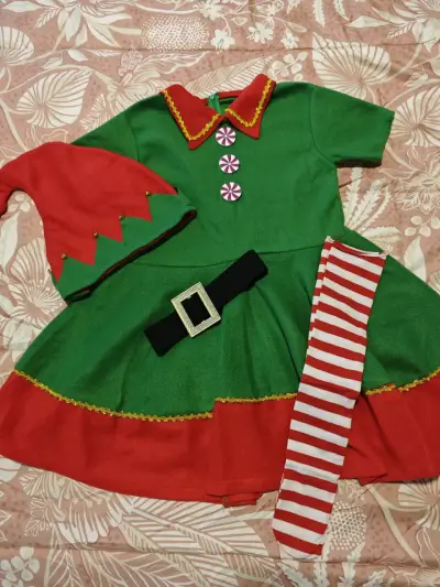 Disfraz navideño de duende infantil - miniatura 1