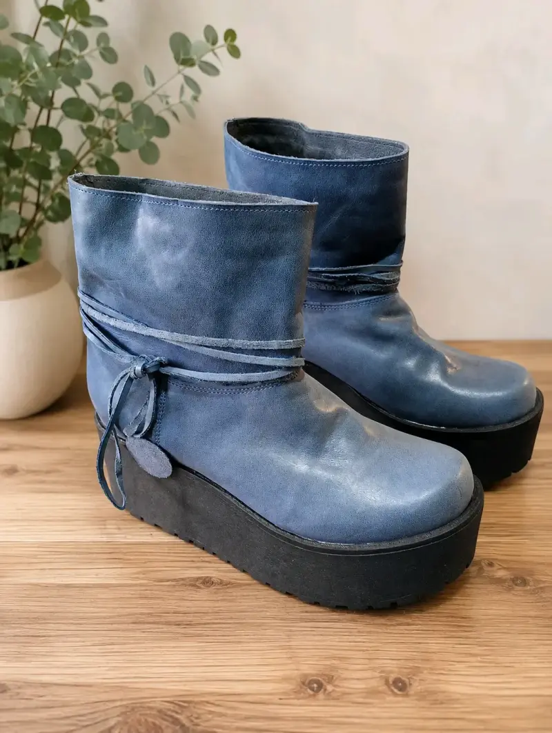 Botines plataforma azul