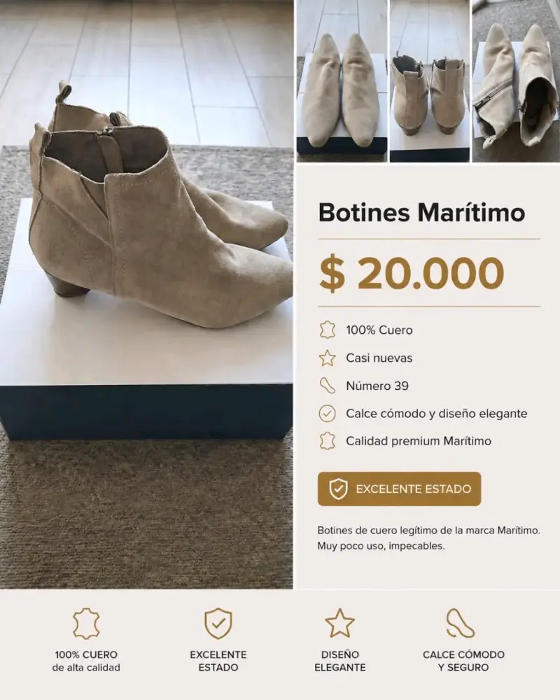 Botines Maritimo, cuero color beige