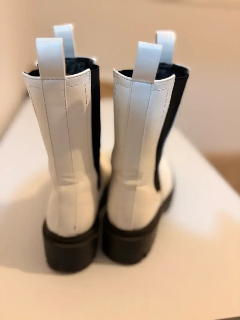 Botines blancos cuero grueso - 3