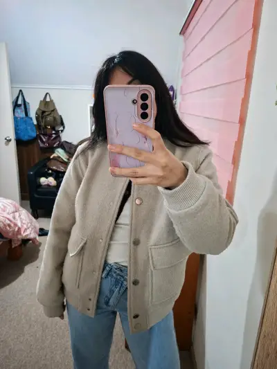Chaqueta bomber beige mujer - miniatura 3