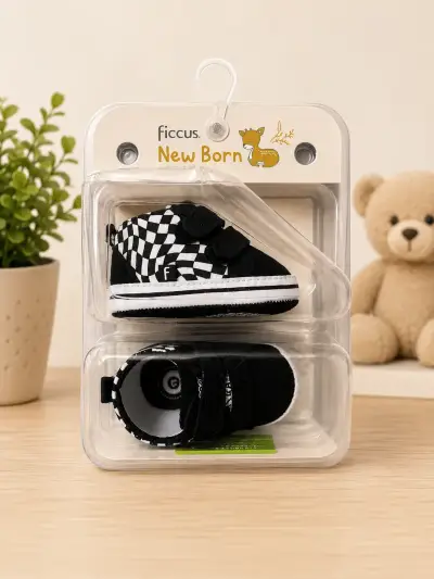 Zapatillas New Born blancas y negras - miniatura 1