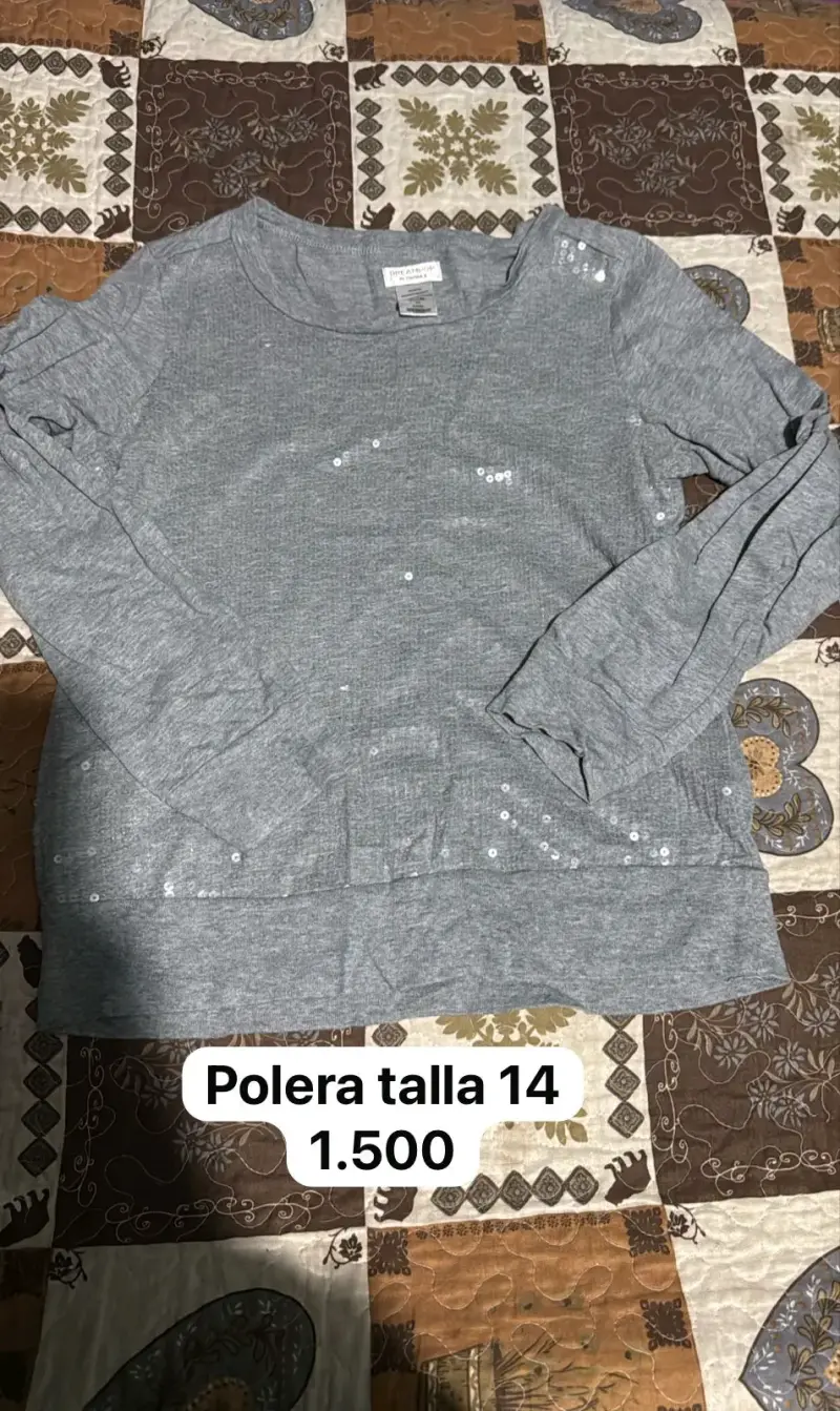 Polera gris con lentejuelas