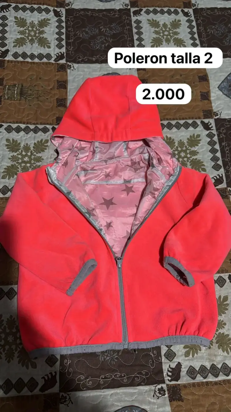 Polerón naranjo reversible infantil talla 2