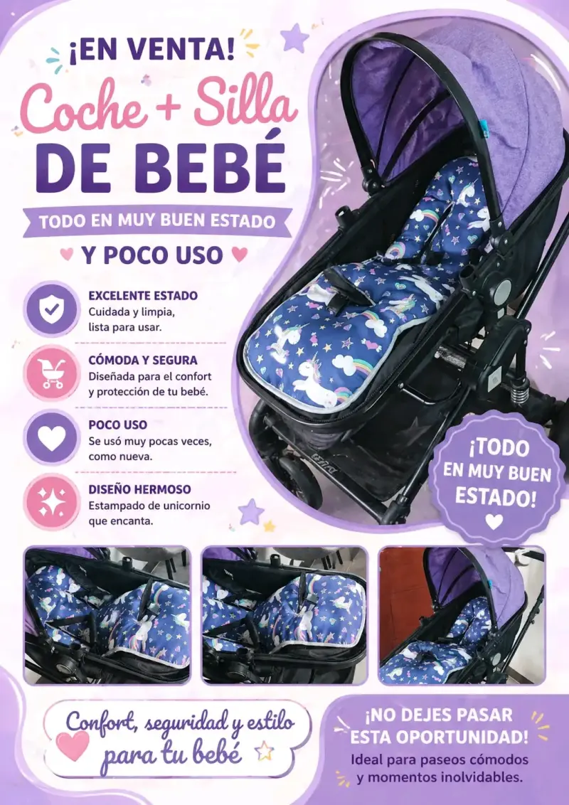 Coche y silla de bebé en perfecto estado - 1