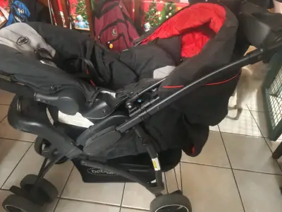 Silla de auto infantil turquesa y coche infanti - miniatura 3