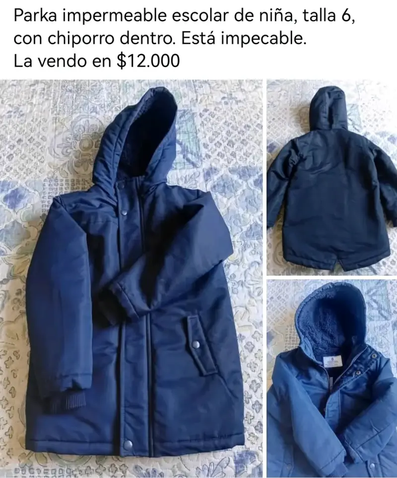 Parka impermeable niña azul