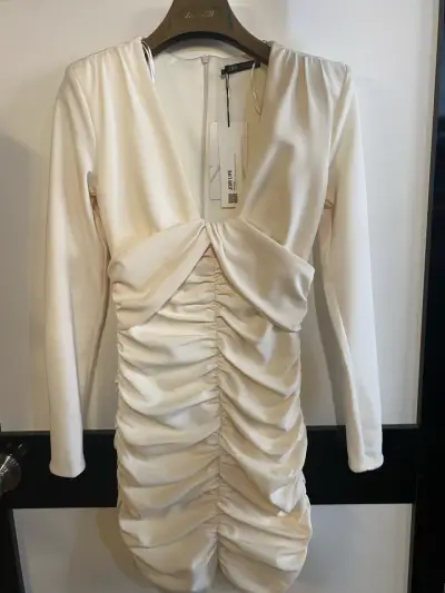 Vestido drapeado blanco - miniatura 1