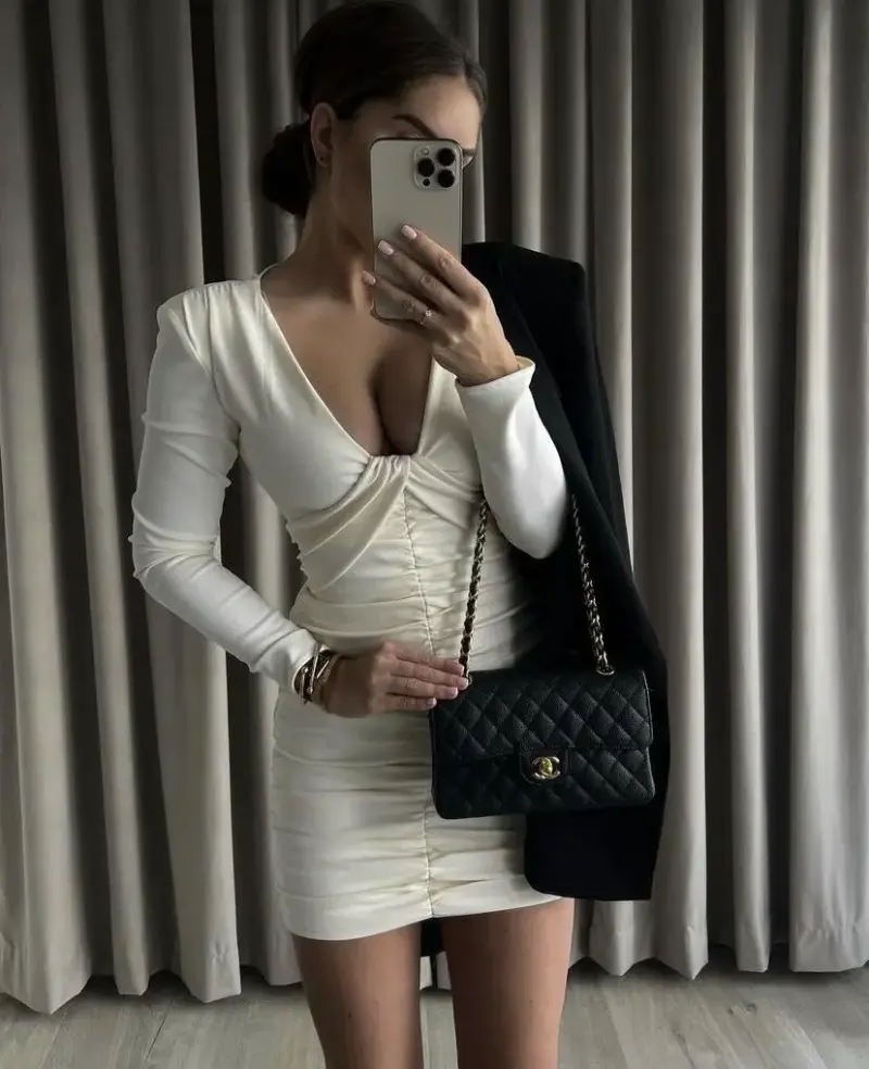 Vestido drapeado blanco - 2