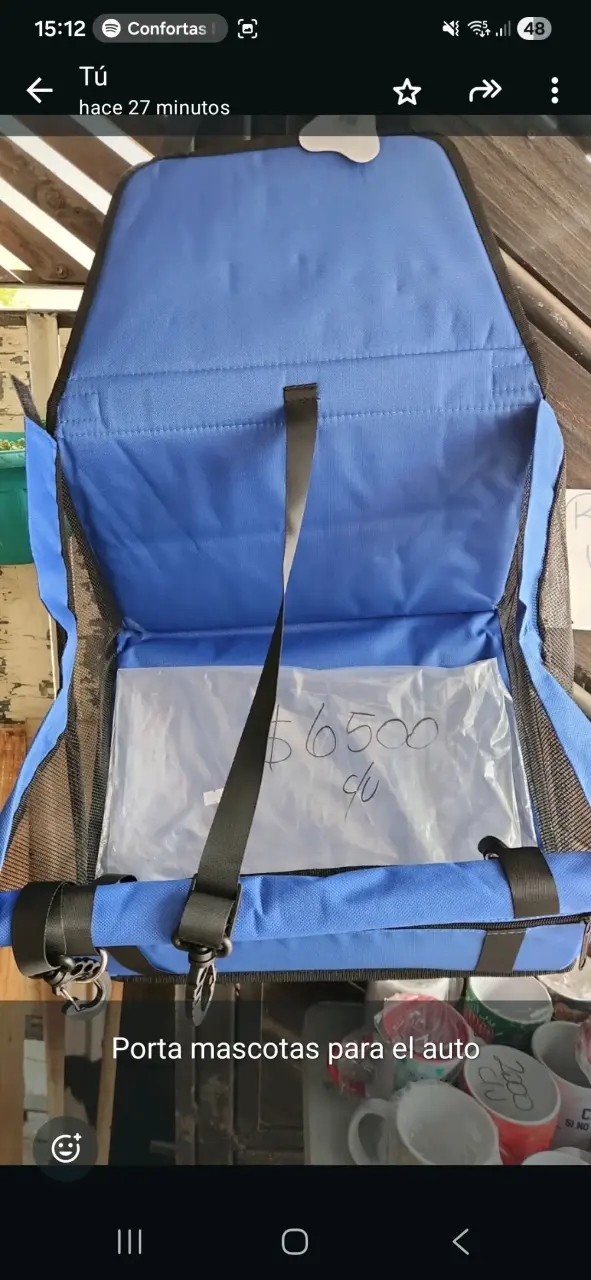 Porta mascotas para auto azul