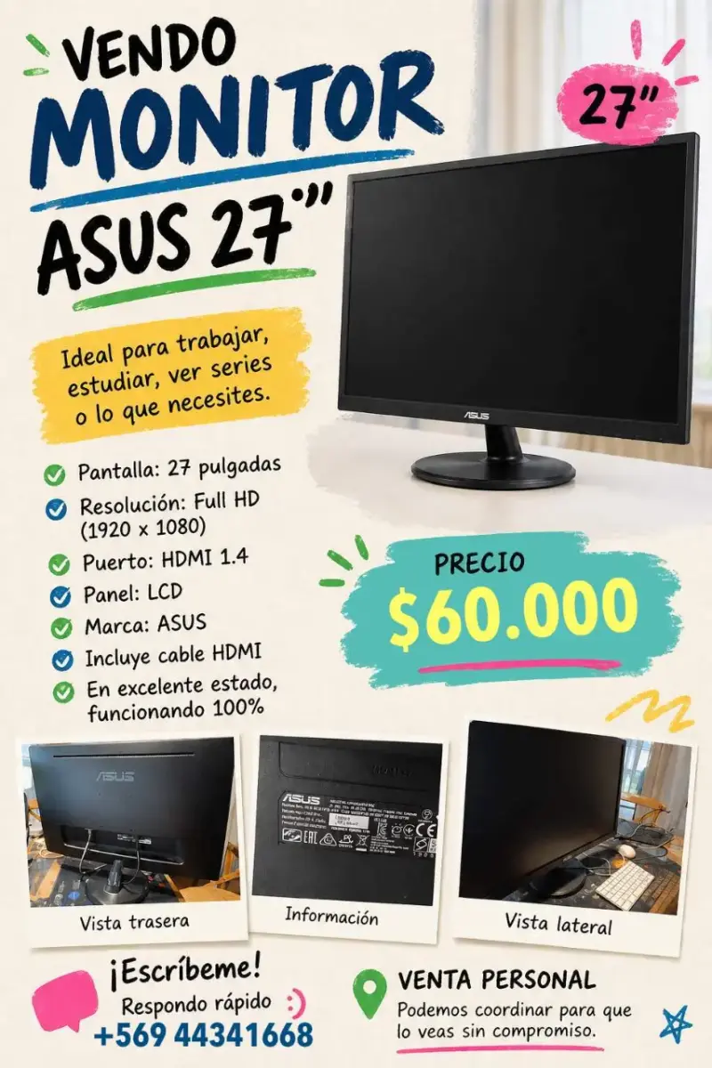 Monitor ASUS 27 pulgadas