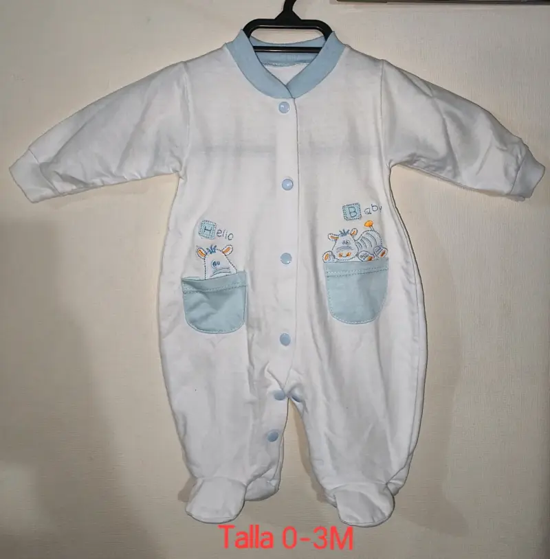 Pijama de bebé blanco con gatito - 3
