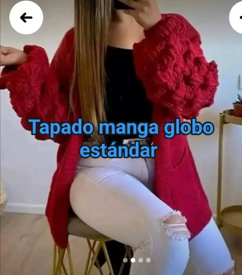 Cardigan rojo manga globo