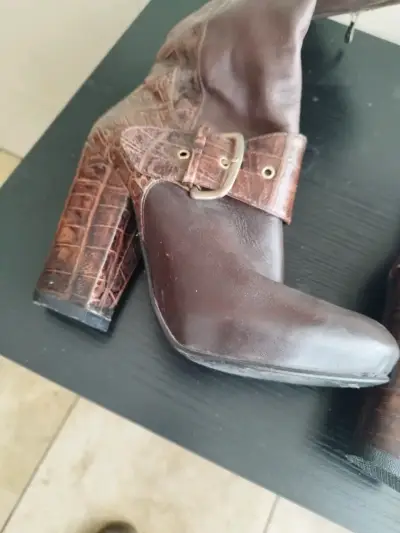 Botas de cuero marrón alto marca Dingo - miniatura 2
