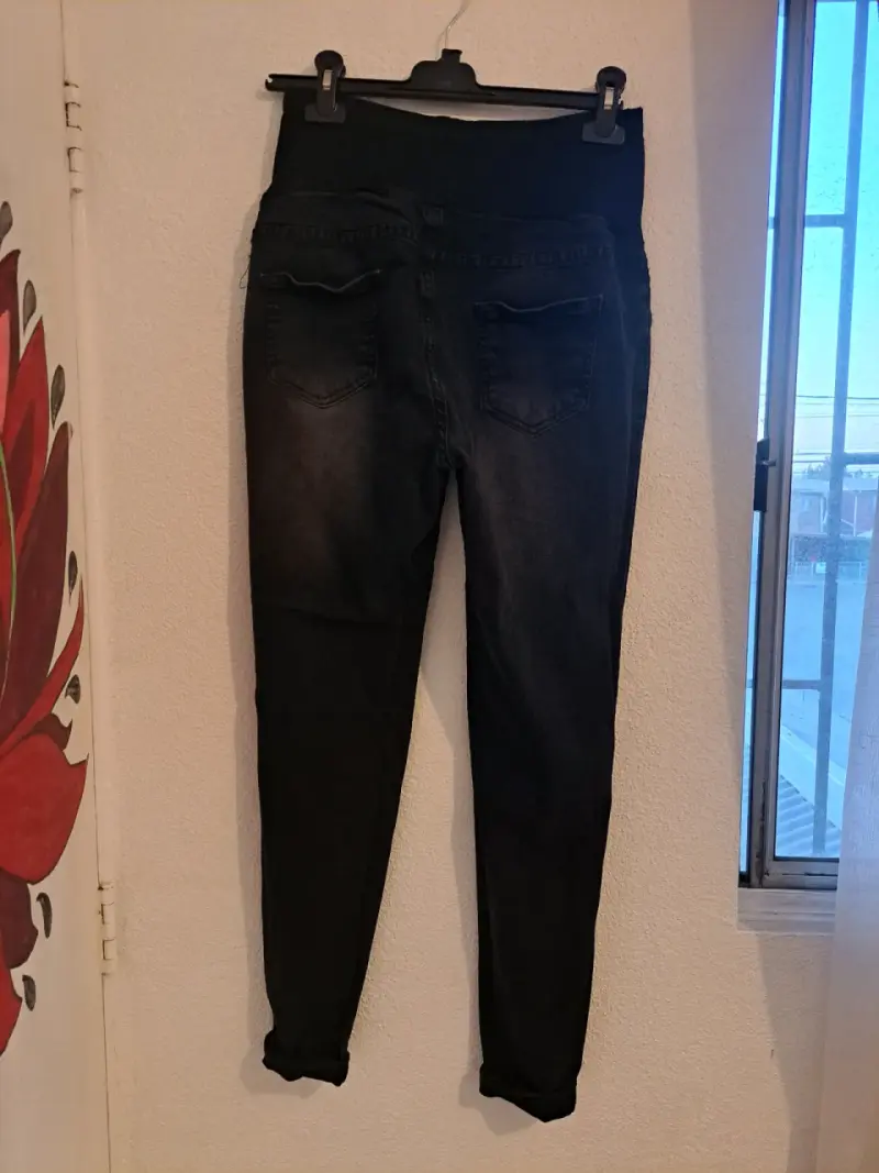Jeans maternales negros talla L - 2