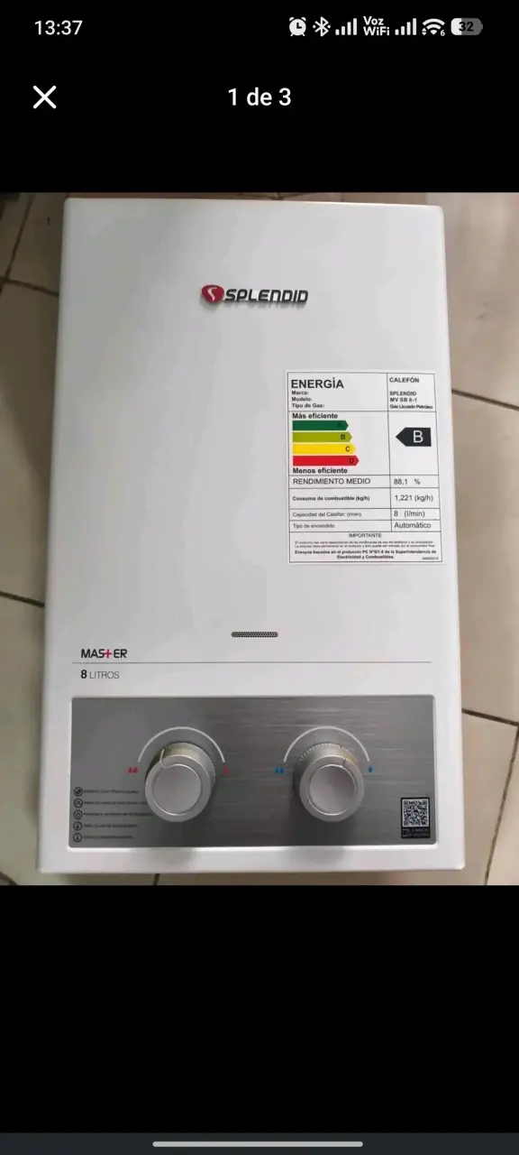🔥 Calefont Splendid 8 litros gas licuado - 1