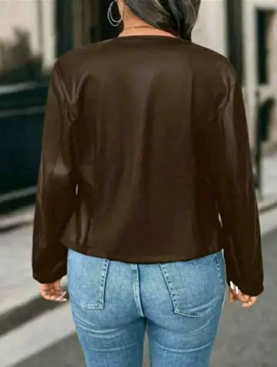 Chaqueta café estilo casual - miniatura 2