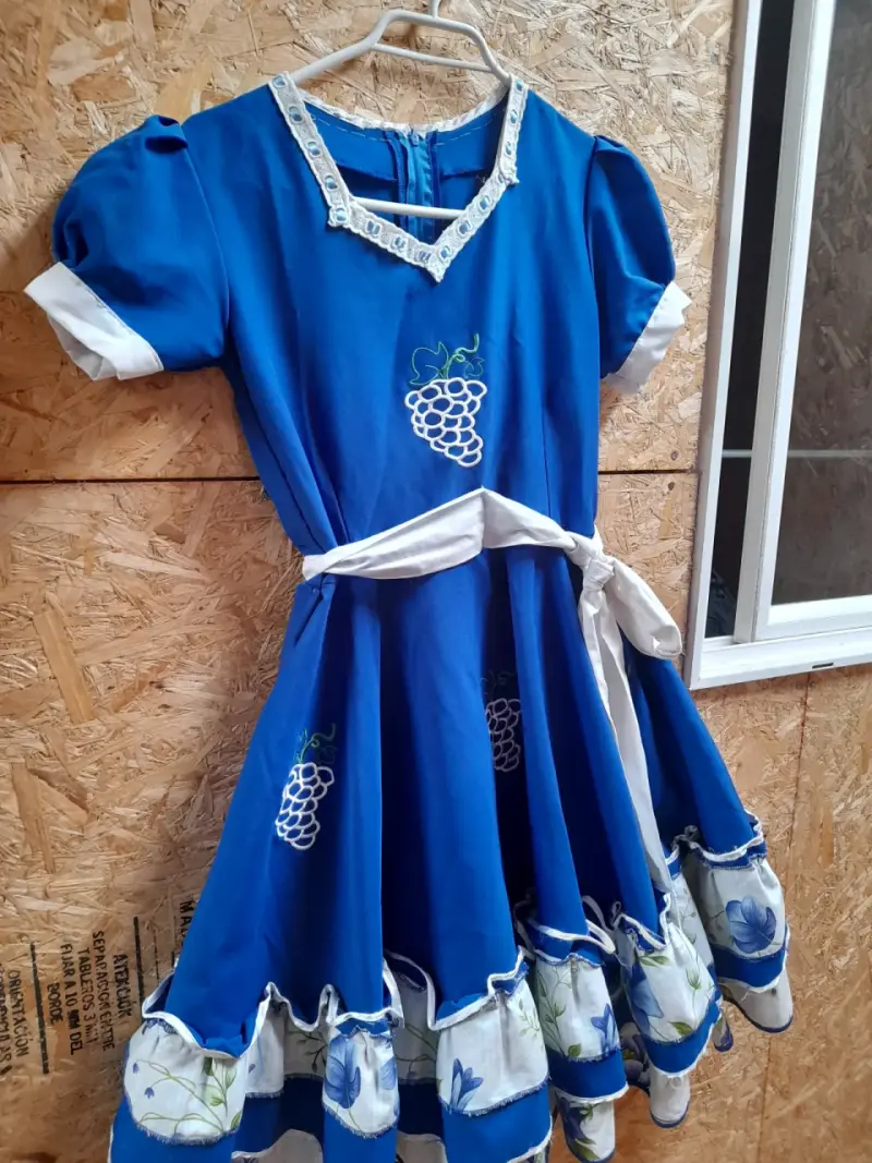 Vestido cueca azul folclórico - 1