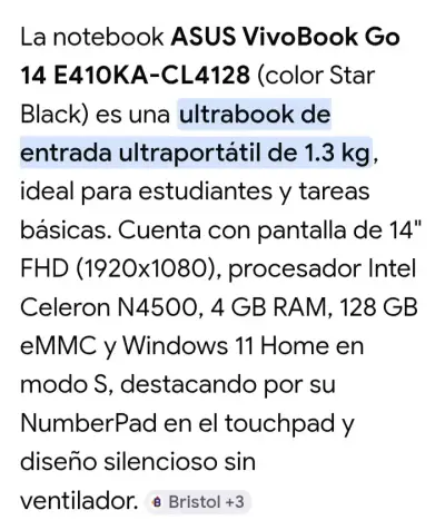 Notebook ASUS VivoBook Go 14" - miniatura 1