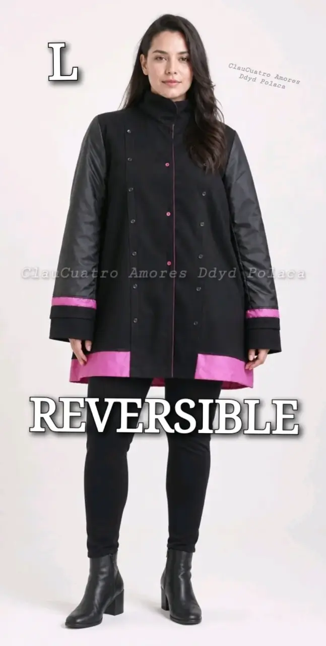 Abrigo reversible negro y morado - 3