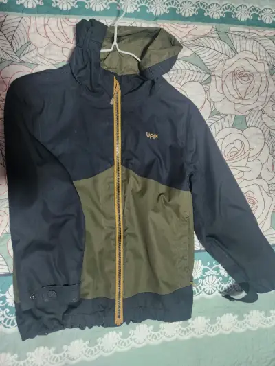 Chaqueta impermeable Uppi azul y verde - miniatura 1