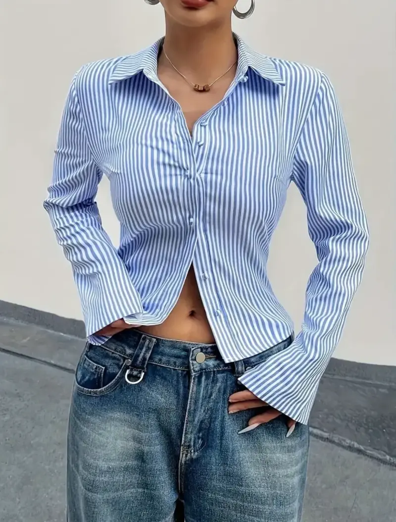 Camisa azul a rayas - 1