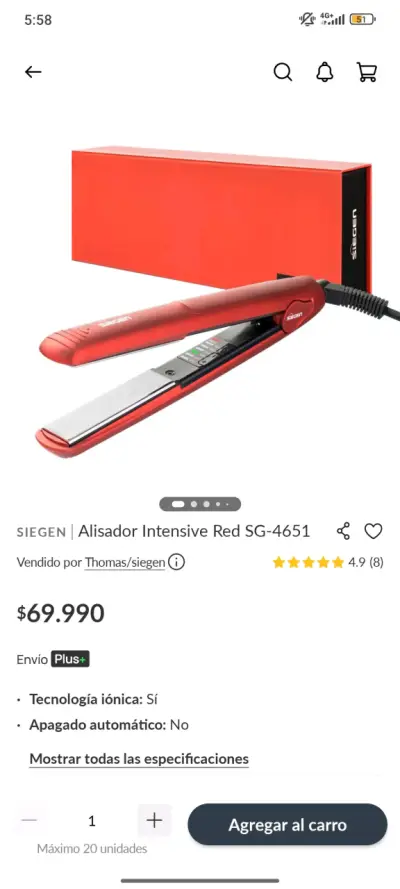 Alisador rojo Siegen SG-4651 - miniatura 1