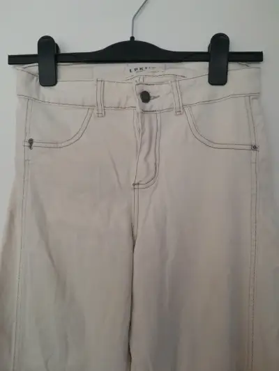Pantalones beige campana - miniatura 3