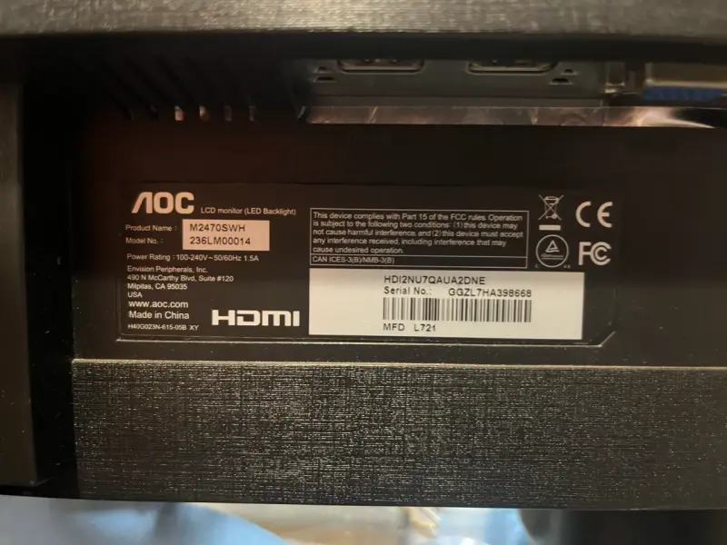 Monitor AOC 23.6 pulgadas 60Hz Resolución Full HD - 3