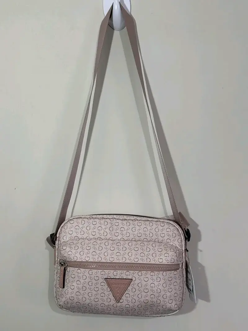 Bolso de mano beige estampado - 1