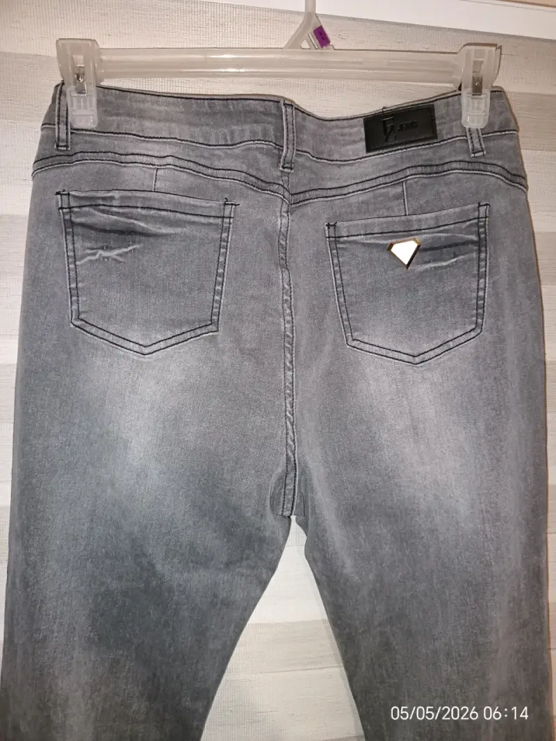 Jeans gris tiro alto nuevos - 7
