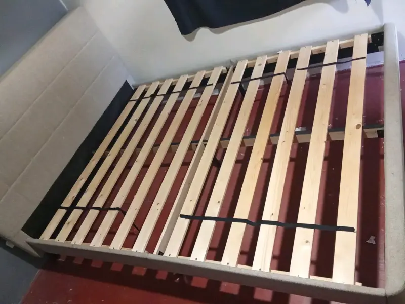 Cama matrimonial con respaldo gris 2 plazas - 5