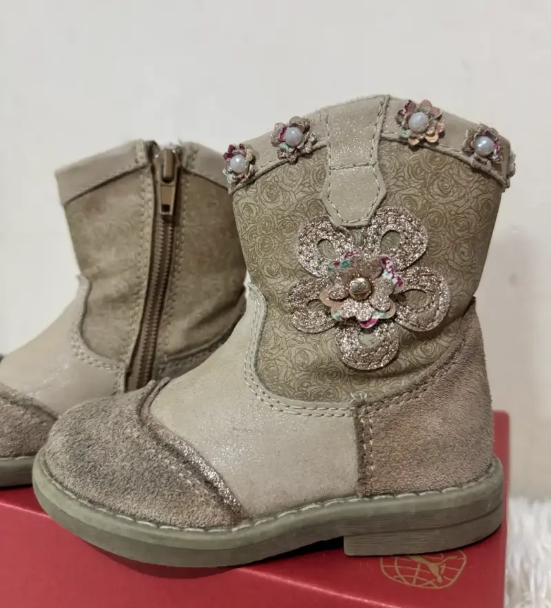 Botas infantiles beige con flores Limonada - 2