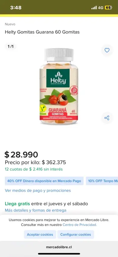 Helty Gomitas Guarana Energizantes  60 unidades - miniatura 1