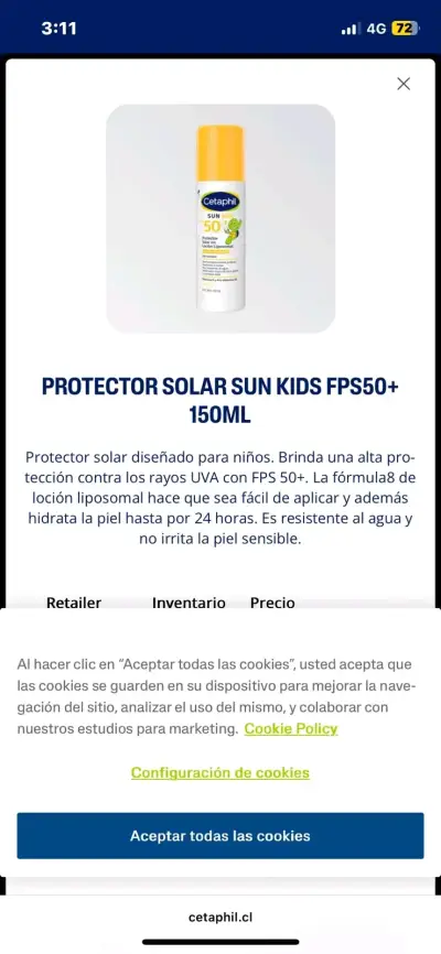 Protector solar Sun Kids FPS 50+ loción iposomal - miniatura 1