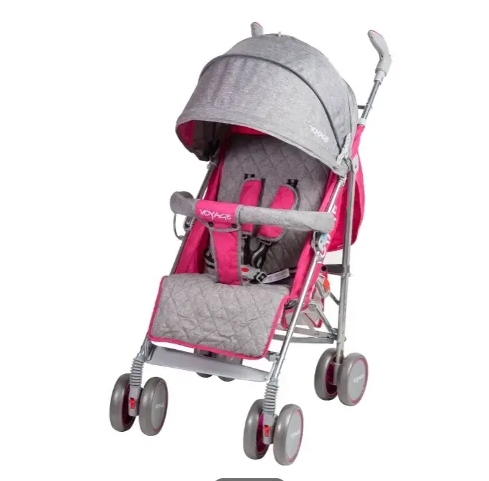 Coche paseador gris y rosa