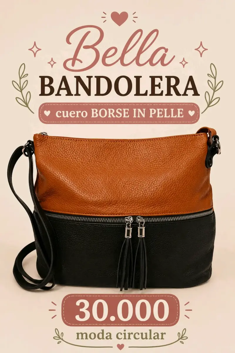 Tote rojo de cotele y cuero - 5