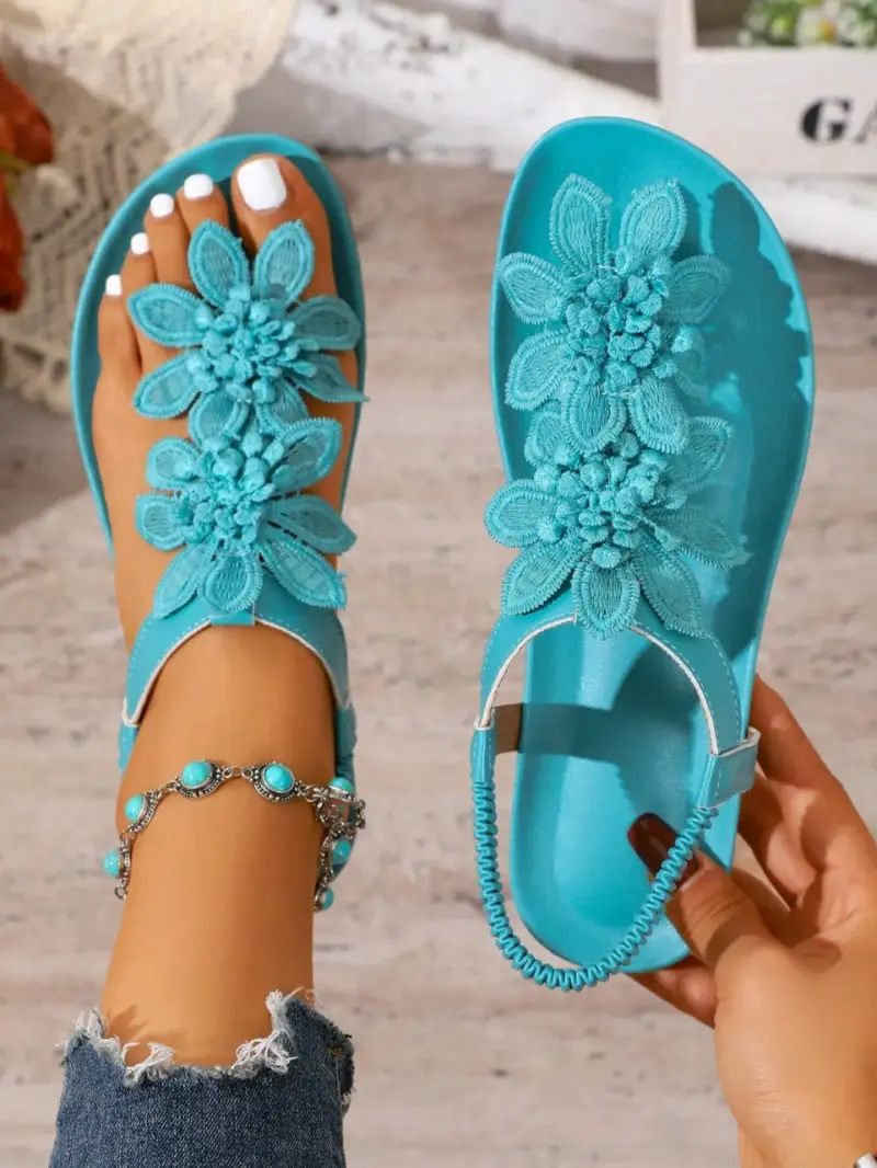 Sandalias rosas con flores - 2