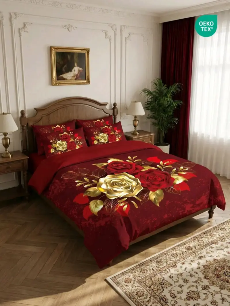 Aros dorados con rosas rojas - 3