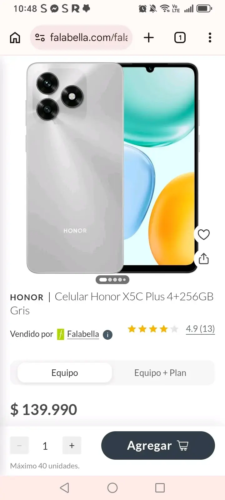 Smartphone Honor plateado - 3