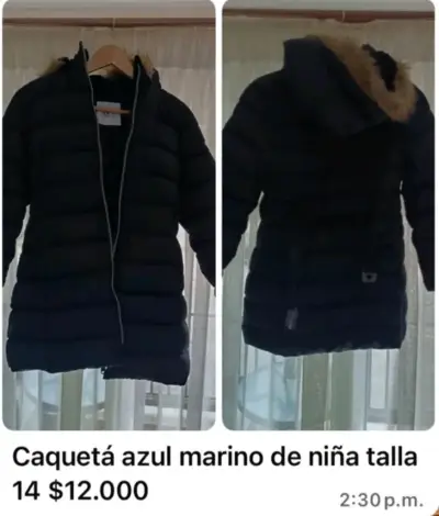 Abrigo azul marino para niña talla 14 $12.000 - miniatura 1