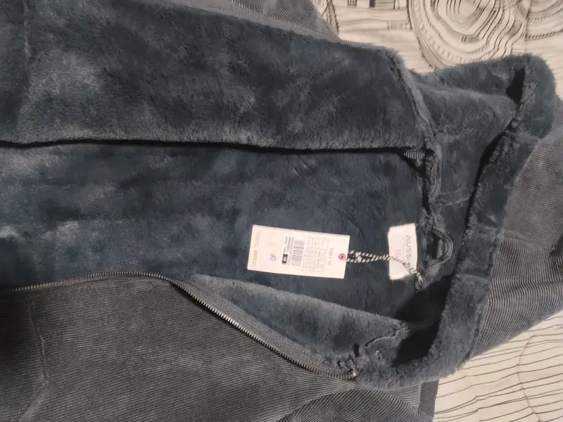 Abrigo de pana gris con capucha - 2