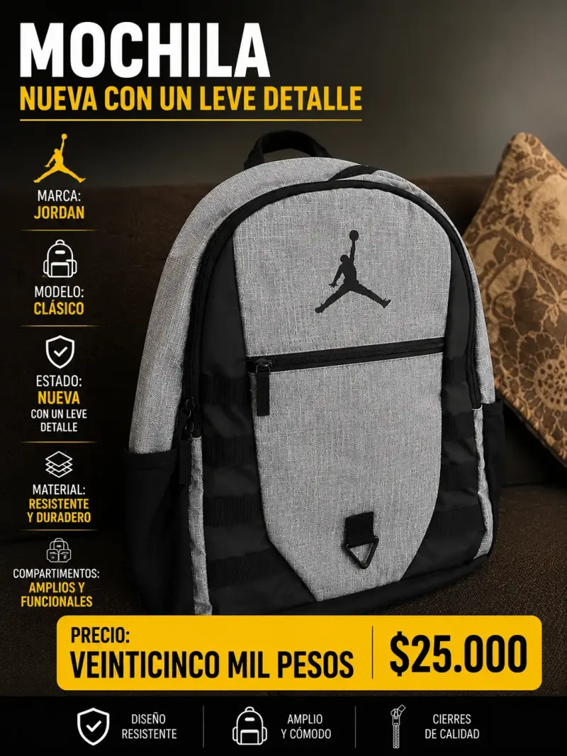 Mochila Jordan gris con detalle