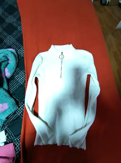 Suéter blanco con cierre lanilla estándar - miniatura 3