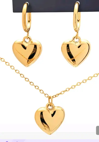 Conjunto de collar y aros dorados - miniatura 3